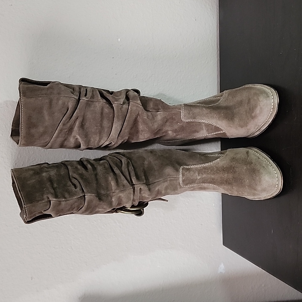 $500 Coach Noreen suede slouch boots with buckles